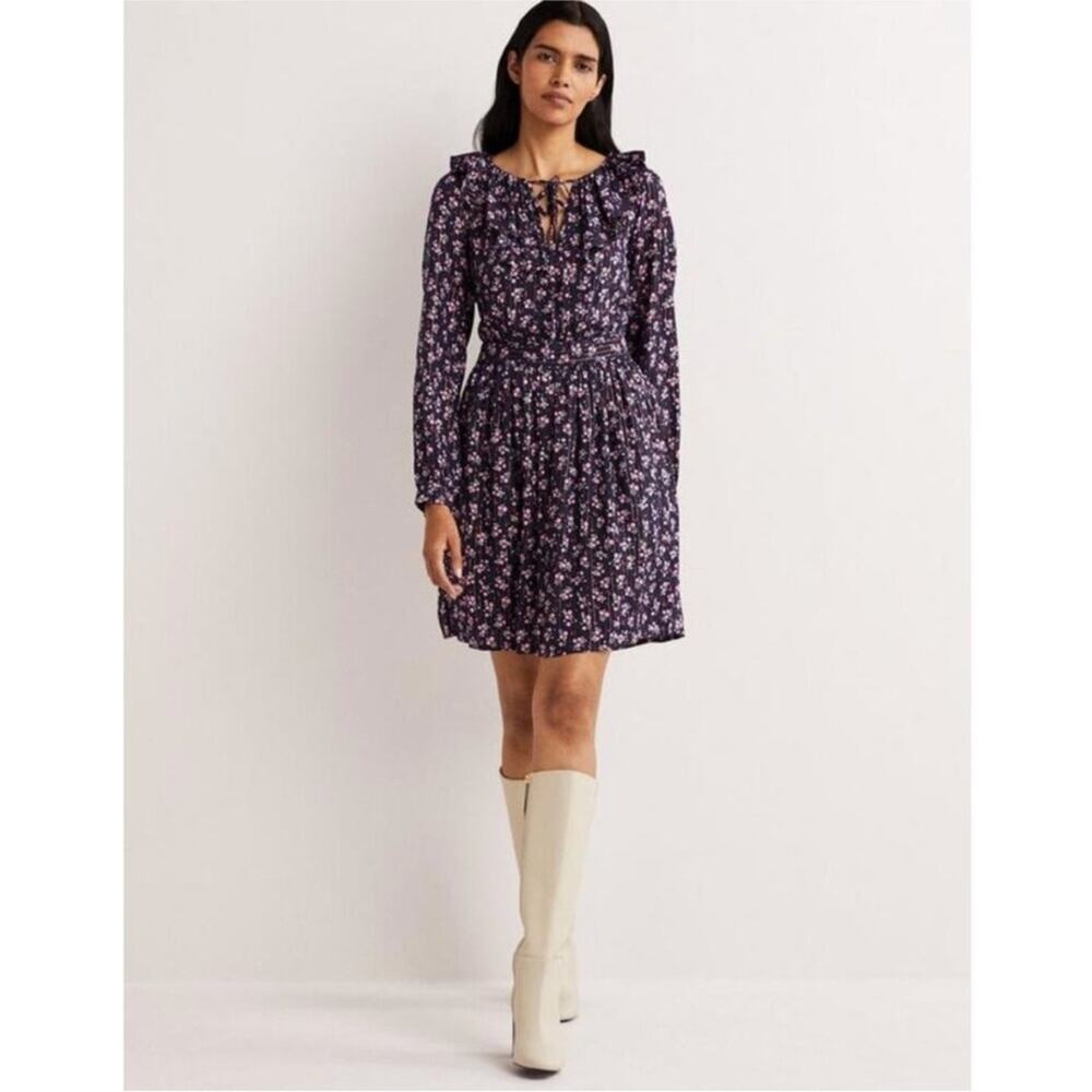 NWT Boden Metallic Frill Long Sleeve Dress 12 US